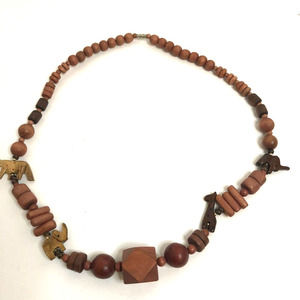 Vintage Wood bead necklace african safari animals